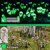 2Packs Halloween Decorations Outdoor Solar Scary Skull Lights16Led Green Skull Swaying Firefly Lightswaterproof Solar Hallowee