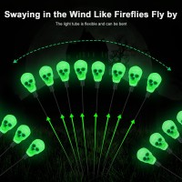 2Packs Halloween Decorations Outdoor Solar Scary Skull Lights16Led Green Skull Swaying Firefly Lightswaterproof Solar Hallowee