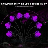 4 Packs Halloween Decorations Outdoor Solar Scary Spider Lights32Led Purple Spider Swaying Firefly Lightswaterproof Solar Hall