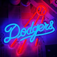 Agdiph Los Angeles Dodgers Neon Sign Dimmable Neon Sign For Wall Decoration Blue Football Neon Sign For Party Bar Dorm Offic