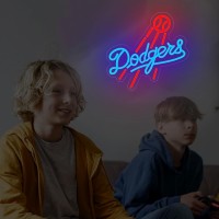 Agdiph Los Angeles Dodgers Neon Sign Dimmable Neon Sign For Wall Decoration Blue Football Neon Sign For Party Bar Dorm Offic