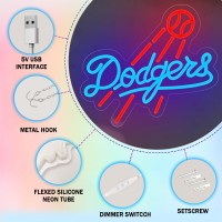 Agdiph Los Angeles Dodgers Neon Sign Dimmable Neon Sign For Wall Decoration Blue Football Neon Sign For Party Bar Dorm Offic