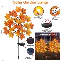 Torontokyo 2 Pack Fall Solar Outdoor Lights Fall Decor 40 Led Maple Leaves Solar Stake Light With 8 Modes Waterproof Fall Gard