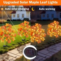 Torontokyo 2 Pack Fall Solar Outdoor Lights Fall Decor 40 Led Maple Leaves Solar Stake Light With 8 Modes Waterproof Fall Gard