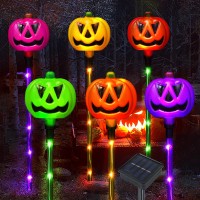 Fathisooc Set Of 6 Solar Pumpkin Pathway Lights For Halloween Decorations Outdoor Color Changing Outdoor Halloween Lights Ligh