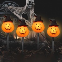 Chyparty 7Ft Halloween Pumpkin Pathway Stake Lights 4 Pack Halloween Pathway Lights Orange Jackolantern String Lights For Ya