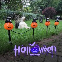 Chyparty 7Ft Halloween Pumpkin Pathway Stake Lights 4 Pack Halloween Pathway Lights Orange Jackolantern String Lights For Ya