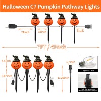 Chyparty 7Ft Halloween Pumpkin Pathway Stake Lights 4 Pack Halloween Pathway Lights Orange Jackolantern String Lights For Ya