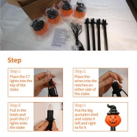 Chyparty 7Ft Halloween Pumpkin Pathway Stake Lights 4 Pack Halloween Pathway Lights Orange Jackolantern String Lights For Ya