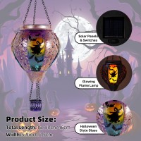 Dreamskip Halloween Hot Air Balloon Solar Lantern With Flame Witch On Broomstick Halloween Outdoor Solar Lanterns Waterproof S