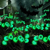 Halloween Solar Eyeball Lights Decorations Outdoor 2 Pack 16 Led Halloween Eyeball Lights Scary Waterproof Solar Swaying Firef