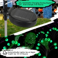 Halloween Solar Eyeball Lights Decorations Outdoor 2 Pack 16 Led Halloween Eyeball Lights Scary Waterproof Solar Swaying Firef