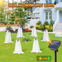 Halloween Decorations 6 Pack 189 In High Solar Ghost String Stake Lights 128 Ft Small White Cloth Ghost Stakes With 8 Lighti