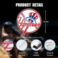 Culois Yankees Neon Signs For Wall Decor Baseball Neon Sign Dimmable Baseball Team Led Neon Light Sign For Bar Boys Room Bedro