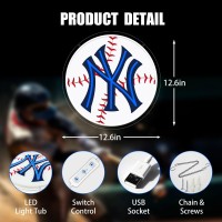 Culois Yankees Neon Signs For Wall Decor Dimmable Baseball Led Neon Lights For Bedroom Man Cave Garage Home Bar Dorm Party Game