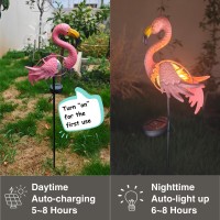 Pink Flamingos For Yard Solar Yard Decorations Flamingo Gifts Waterproof Metal Stake Flamingo Lamp Statues For Garden Path D