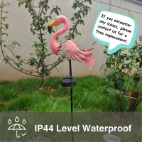 Pink Flamingos For Yard Solar Yard Decorations Flamingo Gifts Waterproof Metal Stake Flamingo Lamp Statues For Garden Path D