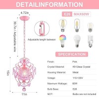 Flsfu Mini Chandelier With Glass Crystals Pink Chandelier Light Fixture 1 Light Small Crystal Chandeliers For Girls Room Bedroo