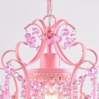 Flsfu Mini Chandelier With Glass Crystals Pink Chandelier Light Fixture 1 Light Small Crystal Chandeliers For Girls Room Bedroo