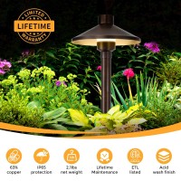 Gardencoin Solid Brass Low Voltage Pathway Lights 67 Shade 219 Tall 12V Acdc Heavy Duty Led Landscape Path Lights Out