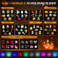 Halloween Decorations Projector Lights Outdoor 2In1 100 Hd Effects Patterns 3D Ocean Wave Snowflake Christmas Holiday Projec