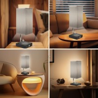 Wireless Charging Touch Control Table Lamp Bedside Nightstand Lamp With Usb Charging Port Ac Outlet 3 Brightness Levels Adju