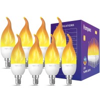 Hompavo Upgraded Led Flame Light Bulbs 3 Modes Flickering Light Bulbs E12 Chandelier Base Candle Fire Light Bulb For Hallowee