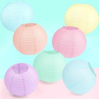 12 Pcs Colorful Hanging Paper Lanterns Pastel 10 In Macaroncolored Chinese Paper Lanterns Party Decorations For Classroom Baby