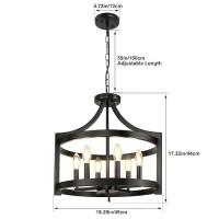 Wbindx 6Light Black Chandelier Modern Hanging Pendant Lighting Convertible Semi Flush Mount Ceiling Light Fixture Rustic Vint