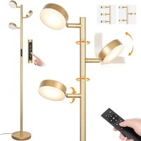 Junnai Gold Floor Lamp For Living Room Modern Standing Lamp With Remote Touch Control 4 Color Temperatures Dimmable Led Tre