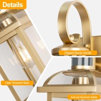 Roravilila Gold Motion Sensor Outdoor Light Fixtures Dusk To Dawn 19 Inch Enclosed Bottom Antirust Aluminum Large Outside Ligh