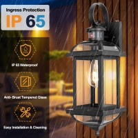 Roravilila Motion Sensor Porch Lights Dusk To Dawn 19 Inch Enclosed Bottom Antirust Aluminum Black Outdoor Light Fixtures 2 Pa