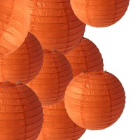 Capesaro Orange Paper Lanterns Decorative 10Pcs Party Hanging Decorations For Halloween Thanksgiving Birthday Baby Shower Gradua