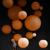 Capesaro Orange Paper Lanterns Decorative 10Pcs Party Hanging Decorations For Halloween Thanksgiving Birthday Baby Shower Gradua