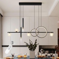 Oranoor Modern Led Pendant Lights Dimmable 47In Linear Led Chandelier Lighting Upgraded Black Gold Dining Room Hanging Light