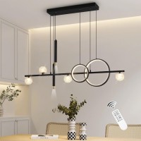 Oranoor Modern Led Pendant Lights Dimmable 47In Linear Led Chandelier Lighting Upgraded Black Gold Dining Room Hanging Light