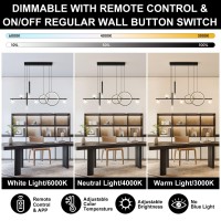 Oranoor Modern Led Pendant Lights Dimmable 47In Linear Led Chandelier Lighting Upgraded Black Gold Dining Room Hanging Light