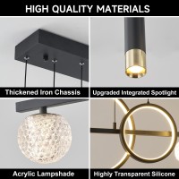 Oranoor Modern Led Pendant Lights Dimmable 47In Linear Led Chandelier Lighting Upgraded Black Gold Dining Room Hanging Light