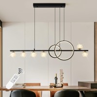 Oranoor Modern Black Gold Chandeliers For Dining Room 47In Dimmable Led Chandelier Linear Pendant Light For Kitchen Island Upg