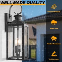 Yolsunes 20 Black Motion Sensor Outdoor Light Large Dusk To Dawn Outdoor Lighting Fixture Farmhouse Wall Mounted Porch Lamp