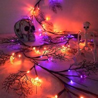 Palonmy Halloween Decor Lights 886Ft 72 Led Willow Vine Twig With Timer Battery Operated Garland Lights With Orange Pumpkins Pu