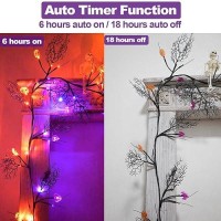 Palonmy Halloween Decor Lights 886Ft 72 Led Willow Vine Twig With Timer Battery Operated Garland Lights With Orange Pumpkins Pu