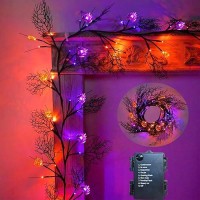 Palonmy Halloween Decor Lights 886Ft 72 Led Willow Vine Twig With Timer Battery Operated Garland Lights With Orange Pumpkins Pu