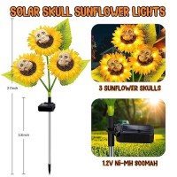 Halloween Decorations Outdoor 2 Pack Solar Scary Skull Sunflowers Lights Waterproof Solar Flowers Lights Solar Garden Lights Fo