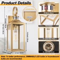 Yolsunes Large Motion Sensor Outdoor Wall Light 20 Gold Dusk To Dawn Outdoor Lighting Modern Wall Mount Light Fixture Wate