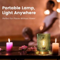 Ularoom Small Battery Operated Lamp Portable Cordless Lamp For Home Decor Glass Table Lamp With Led Bulb Wireless Battery Po