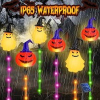 Halloween Pumpkin Pathway Solar Lights 6 Pack Halloween Solar Stake Lights Halloween Decor Outdoor Solar Pumpkin Ghost Garden