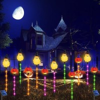 Halloween Pumpkin Pathway Solar Lights 6 Pack Halloween Solar Stake Lights Halloween Decor Outdoor Solar Pumpkin Ghost Garden