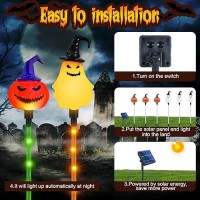 Halloween Pumpkin Pathway Solar Lights 6 Pack Halloween Solar Stake Lights Halloween Decor Outdoor Solar Pumpkin Ghost Garden