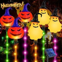 Halloween Pumpkin Pathway Solar Lights 6 Pack Halloween Solar Stake Lights Halloween Decor Outdoor Solar Pumpkin Ghost Garden